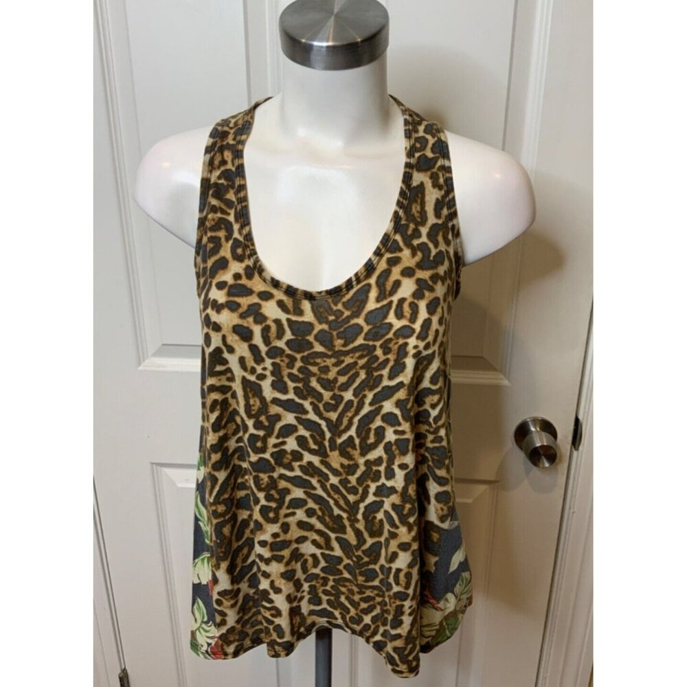 Denim & Supply Ralph Lauren Leopard  Print Scoop Neck Tank Top, Size M